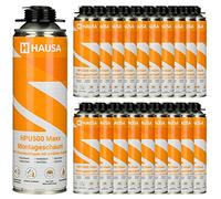 HAUSA HPU500 Maxx Mousse au Pistolet B2 Mousse de Montage Rendement Extrêmement Élevé Jusqu'à 48L Excellentes Propriétés d'Isolation 20x 500 ml Gris
