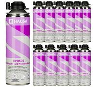 HAUSA Nettoyant pour Mousse PU et Pistolet pour mousse expansive HPR500 Détergent Dégraissage de Surfaces Métalliques Utilisation Professionnelle Nettoyage Laveur de Pistolets 12 x 500 ml