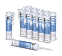 HAUSA Silicone sanitaire HS100 Silikon transparent Salle de bain Cuisine Matériau d'étanchéité Silicone de construction Joint 12x 310ml résistant aux moisissures