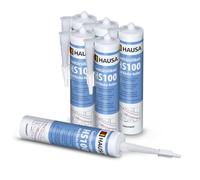 HAUSA Silicone sanitaire HS100 Silikon transparent Salle de bain Cuisine Matériau d'étanchéité Silicone de construction Joint 6x 310ml résistant aux moisissures