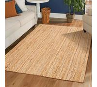 Hausattire Tapis tressé en jute tissée à la main - Naturel - Tapis d'entrée réversible bohème pour cuisine, salon, style ferme, intérieur et extérieur, 122 x 183 cm