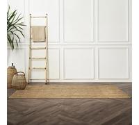 Hausattire Tapis tressé en jute tissée à la main - Naturel - Tapis d'entrée réversible bohème pour cuisine, salon, style ferme, intérieur et extérieur - 61 x 183 cm