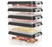 Hausfelder boite a fromage pour frigo, boite a charcuterie pour frigo avec couvercle, boite conservation jambon (5 boîtes anthracite : 3 plates, 2 hautes)