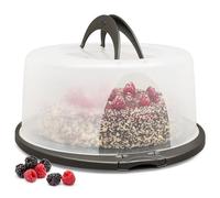 Hausfelder Boîte de transport pour gâteaux ronde, boîte à tarte avec couvercle et poignée, cloche à gâteau de 33 cm de diamètre, hauteur 16 cm