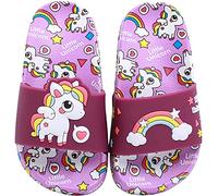 HausFine Enfants Chaussons Licorne Pantoufles de Bain Plates Chaussures de Piscine et de Plage Antidérapant Tongs de bain pour enfant Pour la douche et le bain (Lilas, numeric_26)