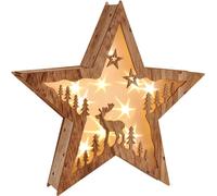 Haushalt International Étoile de Noël à éclairage LED - Éclairage de fenêtre « étoile » - Jolie étoile en bois avec 10 LED blanc chaud