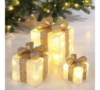 Haushalt International Lot de 3 boîtes cadeau éclairées par LED