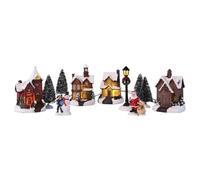 Haushalt International Village de Noël 3D avec neige décorative éclairé par LED Scène de Noël Colorful (Variegated) FIGURINE