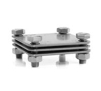 HausHeld Connecteur croisé V4A en acier inoxydable 65 x 65 mm - 4 vis M8 x 25 - Pour bandes et bande de terre jusqu'à 30 mm | Protection contre la foudre, connecteur de terre, rail de compensation