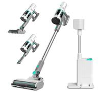 HAUSHOF Aspirateur Balai sans Fil 24kPa avec Station Auto-Vidage 2,1L, Brosse en V Anti-Emmêlement avec LED Verte Détection Poussière, Mode Nuit & Fonction Parfum, Idéal pour Poils d’Animaux et Tapis