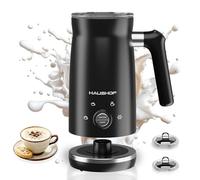 HAUSHOF Mousseur à Lait Électrique 4 en 1 Automatique avec Température | Double Interrupteur, Contrôle Intelligent Température, Mousse Chaude et Froide, Cappuccino, Latte, Chocolat Chaud