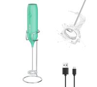 HAUSHOF Mousseur à Lait Électrique, Mousseur de Lait Portable avec Support, Rechargeable via USB, pour Café, Latte, Cappuccino, Matcha, Vert