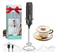 HAUSHOF Mousseur à Lait Électrique, Mousseur de Lait Portable avec Support, Rechargeable via USB, pour Café, Latte, Cappuccino, Matcha, Noir