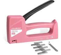 HAUSHOF Pistolet agrafeuse type 53 en plastique ABS avec extracteur d'agrafes et 800 agrafes de 8 mm pour bois, tissu, meubles et tapisserie - Rose