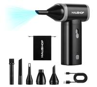 HAUSHOF Souffleur Air Comprimé 8V, 110000 TR/Min de Pulvérisation d’Air Comprimé, Bombe Air Sec - Nettoyage PC, Rechargeable par Type-C, Vitesse Réglable, pour Clavier, Canapé, Voiture