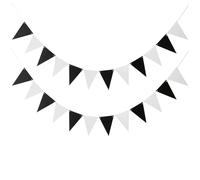 Hausio Lot de 2 guirlandes de fanions - Décoration de rentrée des classes - Guirlande Happy Birthday - Décoration arc-en-ciel pour mariage, anniversaire, chambre d'enfant, fête, jardin (style 1, 2