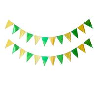 Hausio Lot de 2 guirlandes décoratives de rentrée des classes, guirlande de fanions pour chambre d'enfant, guirlande Happy Birthday, serpentins arc-en-ciel pour décoration de fête, mariage, festival