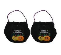 Hausio Lot de 2 sacs à bonbons citrouille d'Halloween - Sac de collection pour citrouille - Sac de collection - Sac de citrouille - Seau d'Halloween - Seau pour fête mascarade (style 1)
