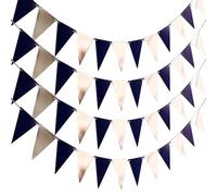 Hausio Lot de 4 guirlandes décoratives de rentrée des classes, guirlande de fanions pour chambre d'enfant, guirlande Happy Birthday, serpentins arc-en-ciel pour fête, mariage, cadre d'escalade