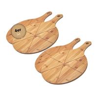hausleben Assiette à pizza en bois de 33 cm (lot de 2, 3 ou 4) - Grande planche à pizza avec poignée, assiette à pizza, planche à pizza ronde, planche à pizza, planche à pizza
