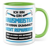 Hausmeister Tasse avec inscription en allemand - Cadeau Je suis un concierge, je ne peux pas réparer la stupidité - Tasse à café 330 ml en céramique - Travail administrateur de maison collègue ami