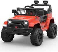 HAUSPROFI Camion électrique à chevaucher 12 V pour enfants, avec télécommande pour parents, suspension et Bluetooth, jouet tout-terrain, anniversaire, pour garçons et filles, rouge