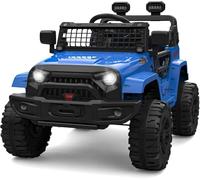 HAUSPROFI Camion électrique à chevaucher 12 V, pour enfants, avec télécommande, pour parents, suspension et Bluetooth, tout-terrain, anniversaire, pour garçons et filles, bleu roi