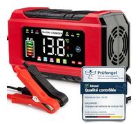 HAUSPROFI Chargeur Batterie Voiture & Moto 15A/8A 12V/24V - Mantenitore de Charge Intelligent & Réparateur Désulfatateur - Écran Tactile, Compatible AGM, Gel, LiFePO4, Start-Stop, Plomb
