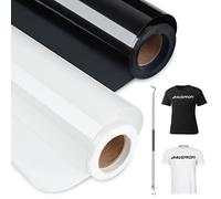 HAUSPROFI Flex Thermocollant pour Tissu pour Cricut Maker, Thermocollant Cricut Facile à Découper pour Tissu, Extensible et Collant, avec Crochet, 30.5CM*800CM Blanc et Noir