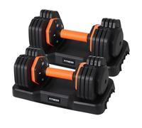 HAUSPROFI Paire d'haltères réglables de 11,34 kg - 5 en 1 - Niveaux de poids pour débutants - Réglable - Peu encombrant - Avec poignée antidérapante - Pour la maison, la salle de sport, l'entraînement
