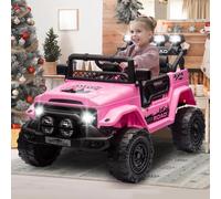 HAUSPROFI Voiture ÉLectrique Enfant, 12V Voiture Electrique Enfants, Voiture Enfant avec Télécommande 2,4G, LED, Bluetooth, Musique, 5 km/h Max, Véhicules pour Enfants, Rose