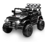 HAUSPROFI Voiture ÉLectrique Enfant, 12V Voiture Electrique Enfants, Voiture Enfant avec Télécommande 2,4G, LED, Bluetooth, Musique, 5 km/h Max, Véhicules pour Enfants pour de 3 Ans+, Noir