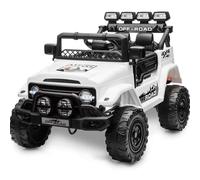 HAUSPROFI Voiture ÉLectrique Enfant, 12V Voiture Electrique Enfants, Voiture Enfant avec Télécommande 2,4G, LED, Bluetooth, Musique, 5 km/h Max, Véhicules pour Enfants pour de 3 Ans+, Blanc