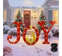 Hausse Crèche de Noël lumineuse en métal avec piquet pour la maison, l'hiver, le Nouvel An, les vacances, le jardin, la terrasse, la pelouse