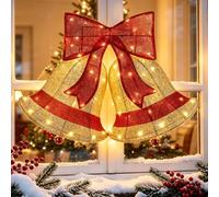 Hausse Décoration murale de Noël lumineuse géante pré-éclairée, 68,6 x 69,5 cm, grande couronne de Noël 2D à suspendre, à brancher pour fête de vacances, Nouvel An, hiver, terrasse, pelouse, jardin