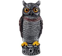 Hausse Fake Owl Decoy Bird Scarecrow Sculpture, 13.6 inch Plastic Horned Owl Bird Deterrents, Garden Protectors, Nature Enemy Pest Repellent for Outdoor Garden Yard