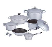 Haussmann Héritage® 15pièces Batterie de Cuisine,Haute qualités Revêtement façon Pierre- sans PFOA- poignée Amovible Tous Feux Dont