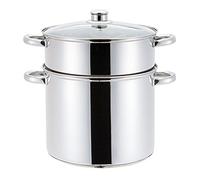 Haussmann Héritage® Couscoussier/Cuit Vapeur/Faitout 3 en 1- Inox-Tous feux dont induction-Couvercle en Verre-HM-0850 (16Litre/28cm)