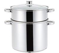 Haussmann Héritage® Couscoussier/Cuit Vapeur/Faitout 3 en 1- Inox-Tous feux dont induction-Couvercle en Verre-HM-0850 (8Litre/22cm)