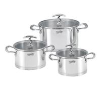 HAUSSMANN HÉRITAGE - Lot de 3 faitouts en inox avec couvercles 20 22 et 24 cm -Tous feux dont induction