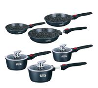 HAUSSMANN Heritage - Lot de 3 Poêles 20/24/28cm + Lot de 3 Casseroles 16/18/20cm avec Couvercle en Verre - Manche Amovible, Revêtement Antiadhésif Type Pierre, Tous Feux dont Induction, Sans PFOA