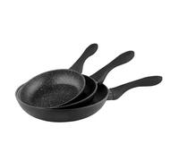 HAUSSMANN heritage - Lot de 3 Poêles Aluminium Façon Pierre (20/24/28 cm) - Revêtement Antiadhésif Durable 5 Couches - Compatible Induction & Tous Feux - Sans PFOA - Manche Ergonomique Noir