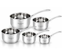 HAUSSMANN heritage - Lot de 5 casseroles en inox, 12 à 20 cm | Tous feux dont induction, bords verseurs et graduations intérieures. Compatibles avec le four et le lave-vaisselle