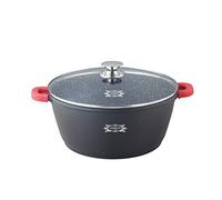 HAUSSMANN Heritage Marmite Faitout 40cm 18.5L- Fonte d'Aluminium Revêtement Pierre Antiadhésif - Compatible Induction & Four - Couvercle Verre & Poignées Silicone - Sans PFOA - Design Français