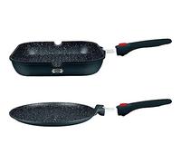 HAUSSMANN heritage-Poêles à Crêpière 28cm + Poêles Grill 28cm - Manche Amovible - Fonte d'Aluminium - Revêtement antiadhésif type pierre - Tous feux dont induction - Sans PFOA