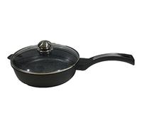 Haussmann Héritage Sauteuse 24cm Fonte d'Aluminium Revêtement Façon Pierre - 3.5L Wok Profond avec Couvercle Verre - Compatible Tous Feux dont Induction - Anti-adhésif & Robuste - HM-2424
