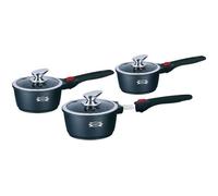 HAUSSMANN heritage-Série de 3 Casseroles 16/18/20 cm Manche Amovible - Fonte d'Aluminium - Revêtement type pierre - Tous feux dont i