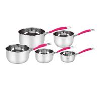 HAUSSMANN heritage -Série de 5 piéces Casserole Professionnel Acier Inoxydable- Tous Feux Dont Induction (Poignée Rose)