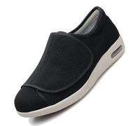 Haussons DiabéTiques AîNé Unisexe Chaussures RéGlables,Swollen Feet Extra Wide Width Easy on & Off Walking Sneakers Diabetic Air Cushion Slip-on Orthopedic Sandals.Black,45