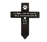Haustier Grabmarker - Holz Gedenkpfahl für Hund & Katze | Erinnerung Schild mit Pfotenabdruck Kreuz oder Herz | Wetterfestes Memorial Zeichen für Garten Tiergrab & Andenken
